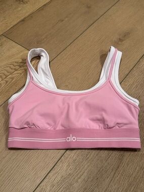 ALO Yoga Pink and White Sports Bra